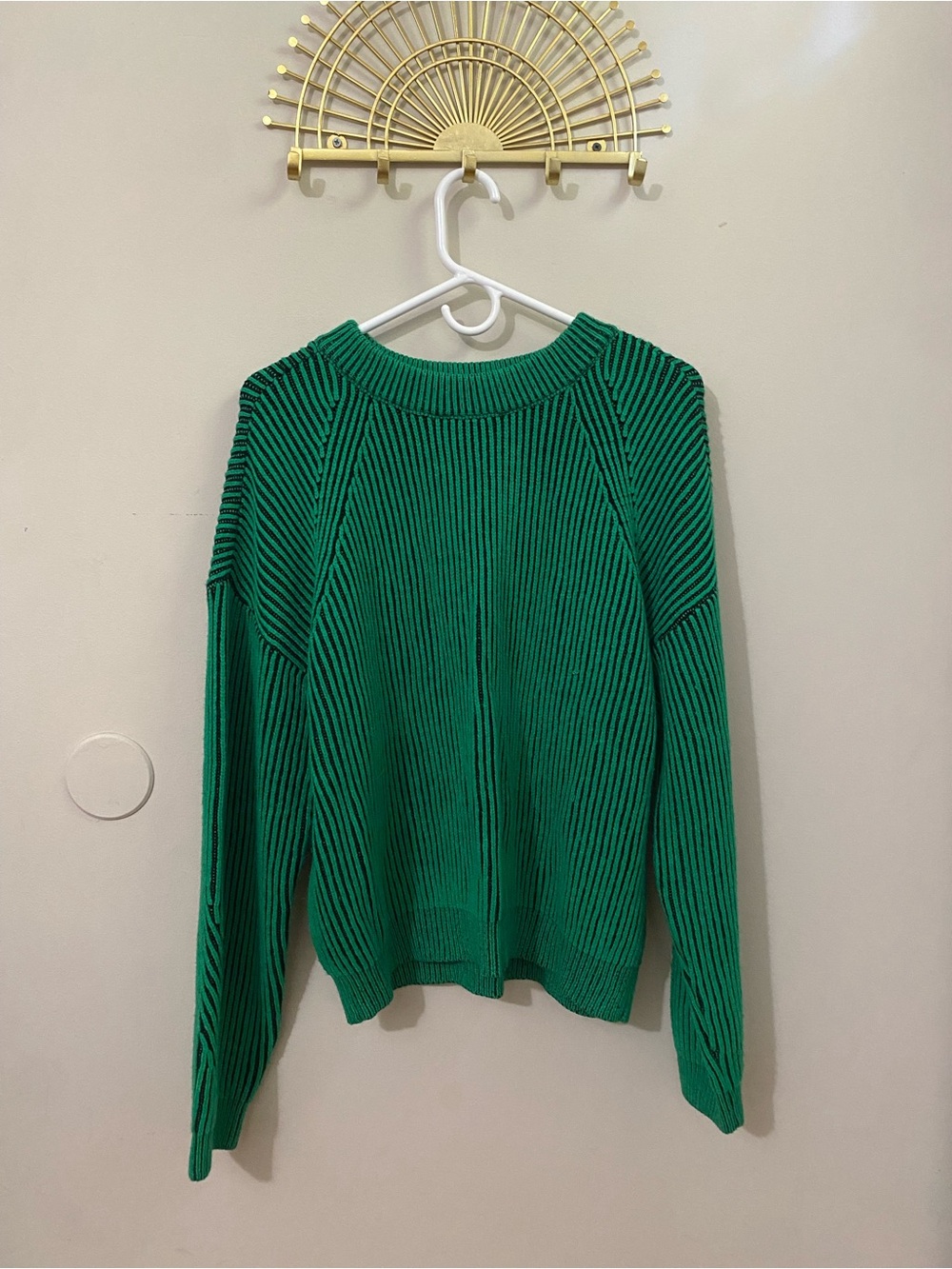 No Boundaries Emerald Ribbed Crewneck Sweater